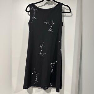 Vintage floral dress by Jalate, black mini dress,size small